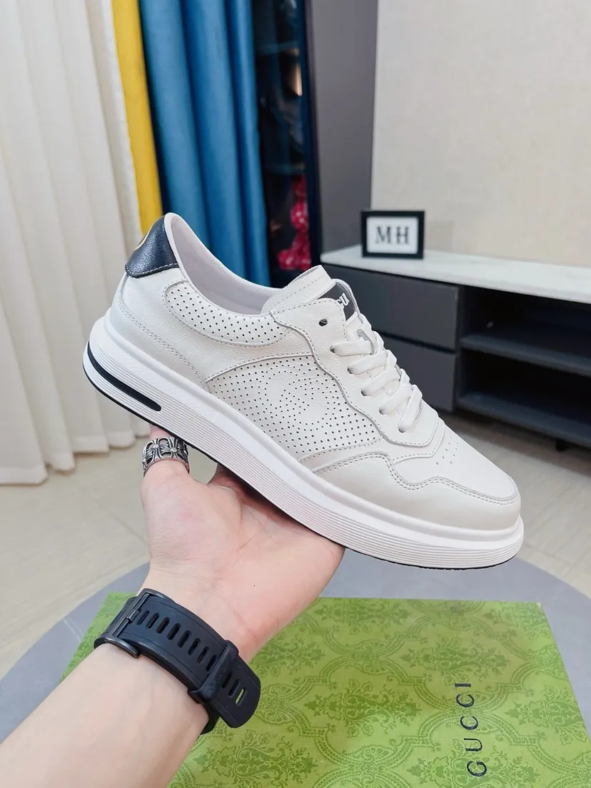 Men's shoes 💰458🌹🌹GUCCI [Gucci] New high-end men's shoes brand, the latest fashionable casual men's shoes, trendy and versatile style, relaxed and sporty style, uppers imported from Italy, first-layer cowhide embossed, genuine leather lining and ultra-fine workmanship. Original personalized fashionable rubber wear-resistant outsole, light and comfortable on the foot, size 38-44